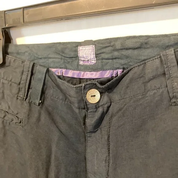 40weft women's size 48 IT dark navy linen blend adjustable cargo pants 34x33 - Picture 2 of 10
